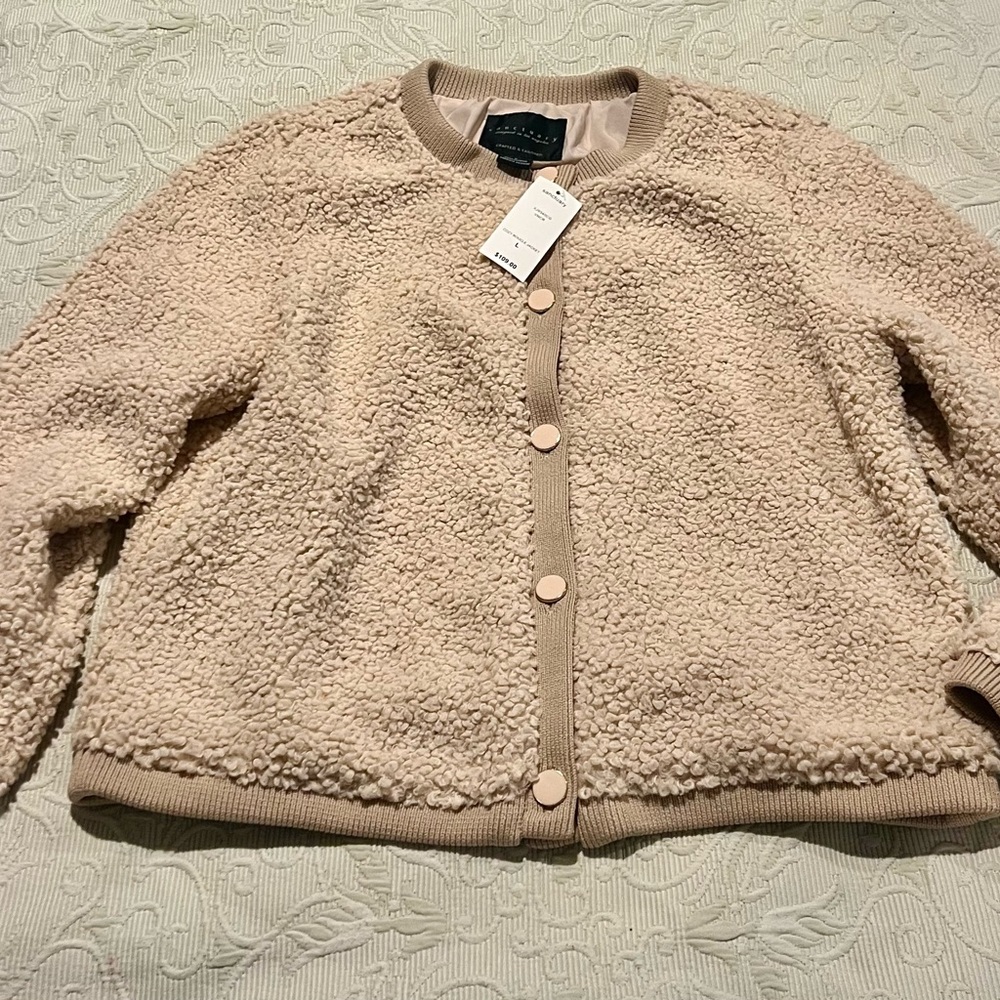 SOLD/ Sanctuary Brand Cream Sherpa Jacket Sz Large.